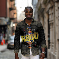HBCU Grad Personalized Queen Poker Card Long Sleeve Button Shirt Golden Pattern