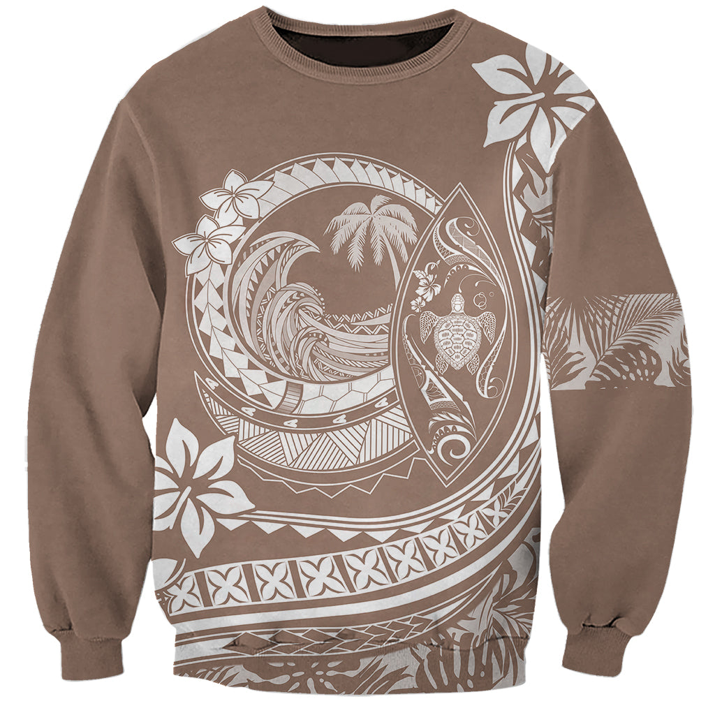 Unisex sweatshirt with large Polynesian-style bird and plumeria front graphic