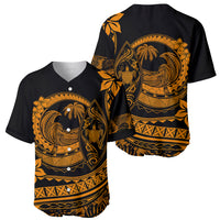 Two-pack baseball jerseys, dark and orange tropical wave graphics, button front