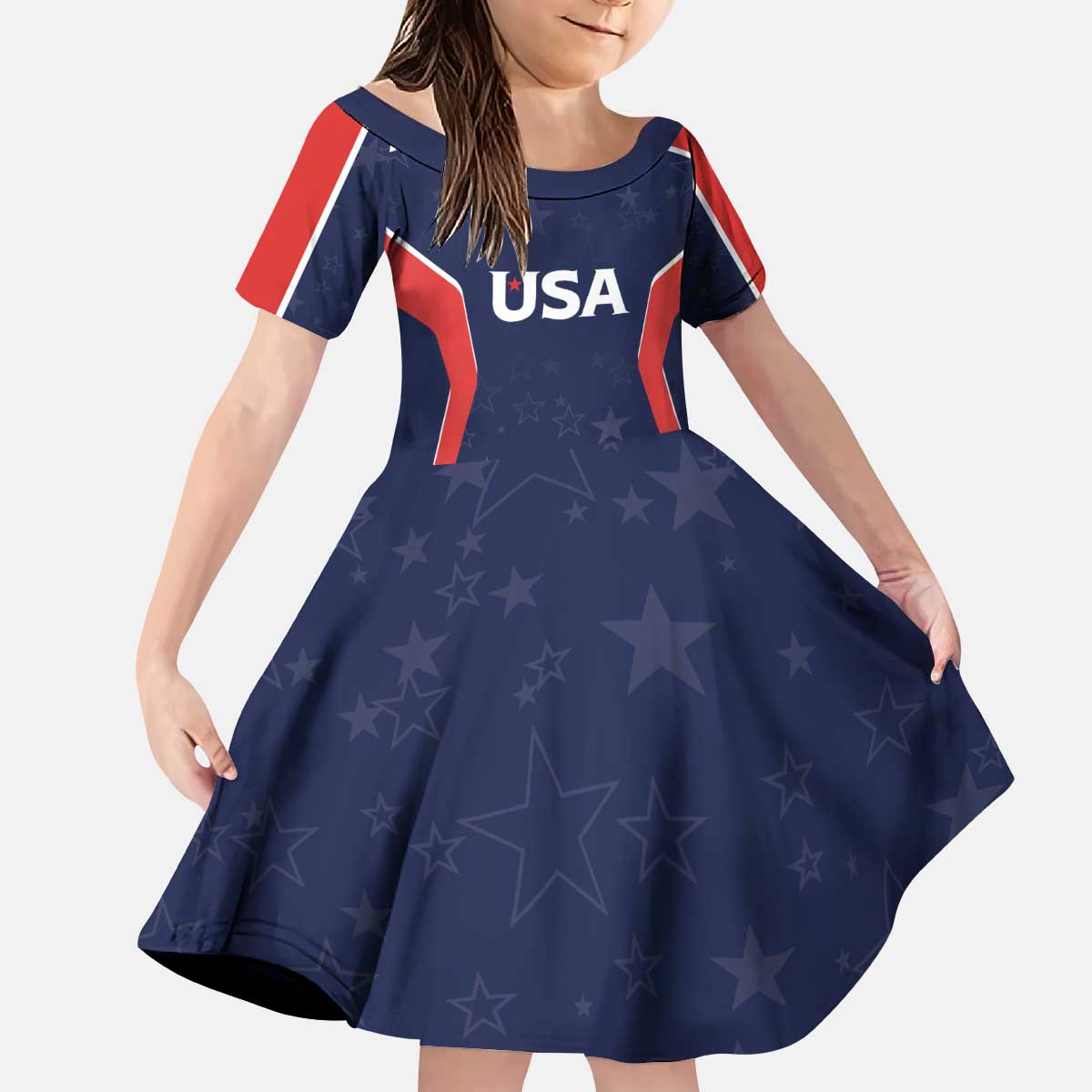 USA Cricket World Cup 2024 Custom Kid Short Sleeve Dress All Stars Sprangle - Wonder Print Shop