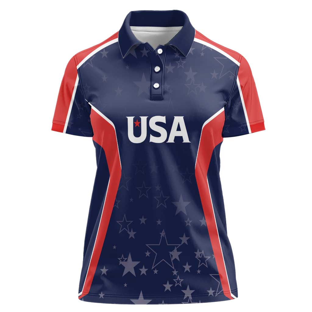 USA Cricket World Cup 2024 Custom Women Polo Shirt All Stars Sprangle