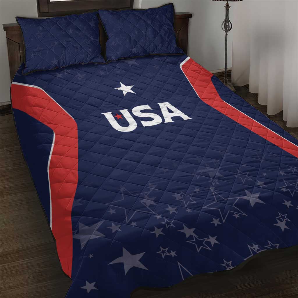 USA Cricket World Cup 2024 Quilt Bed Set All Stars Sprangle