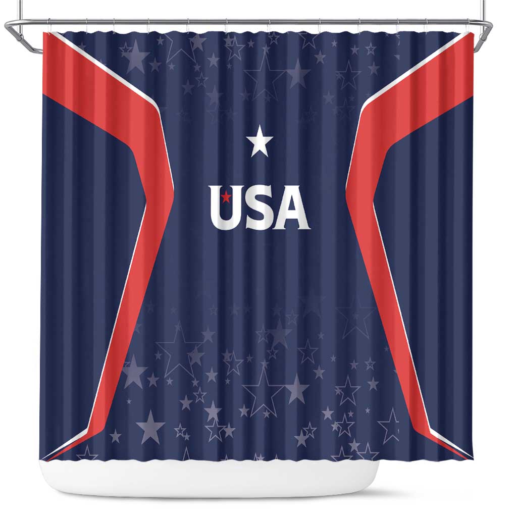 USA Cricket World Cup 2024 Shower Curtain All Stars Sprangle