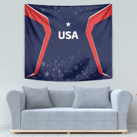 USA cricket tapestry with blue stars, red corner edging, and centered USA text