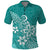 Polynesia Polo Shirt Plumeria Teal Curves - Wonder Print Shop