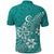 Polynesia Polo Shirt Plumeria Teal Curves - Wonder Print Shop