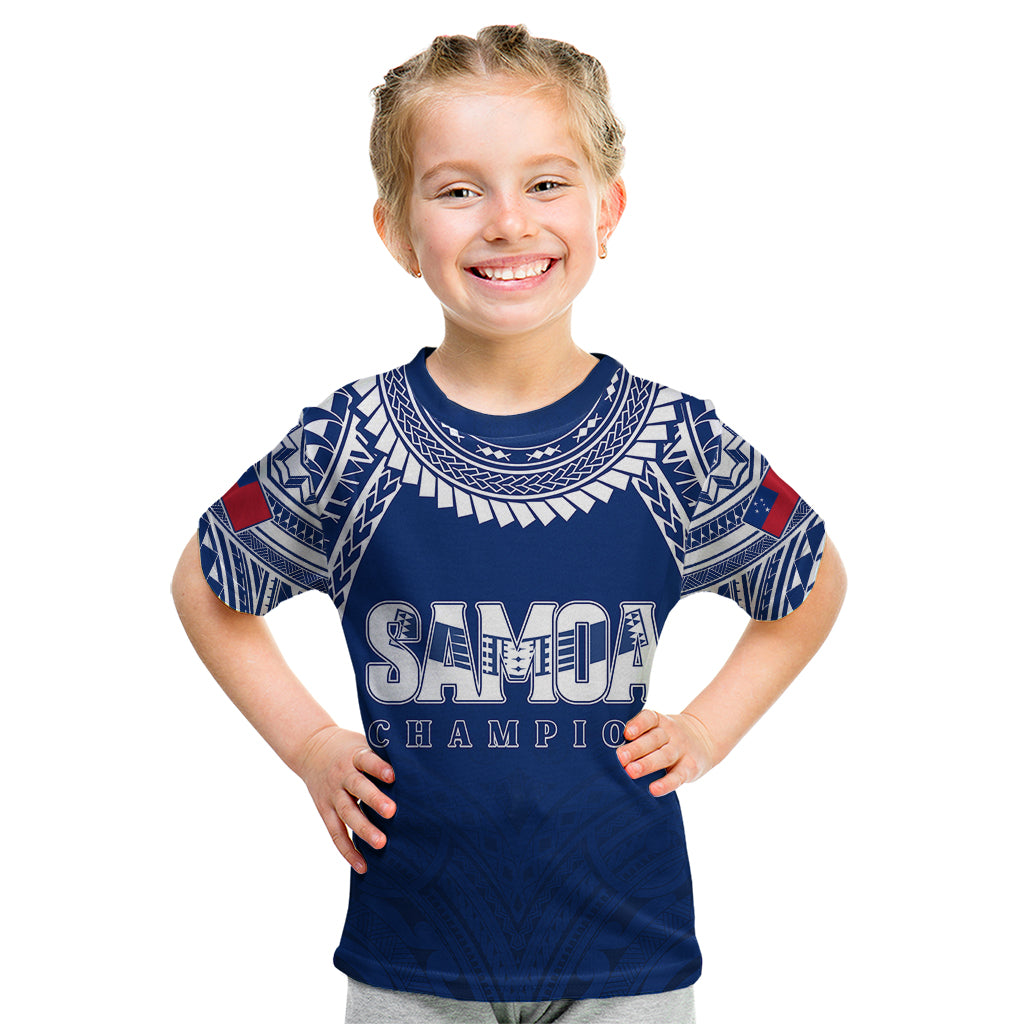 Personalised Samoa Rugby Kid T Shirt WC 2023 Champions - Wonder Print Shop