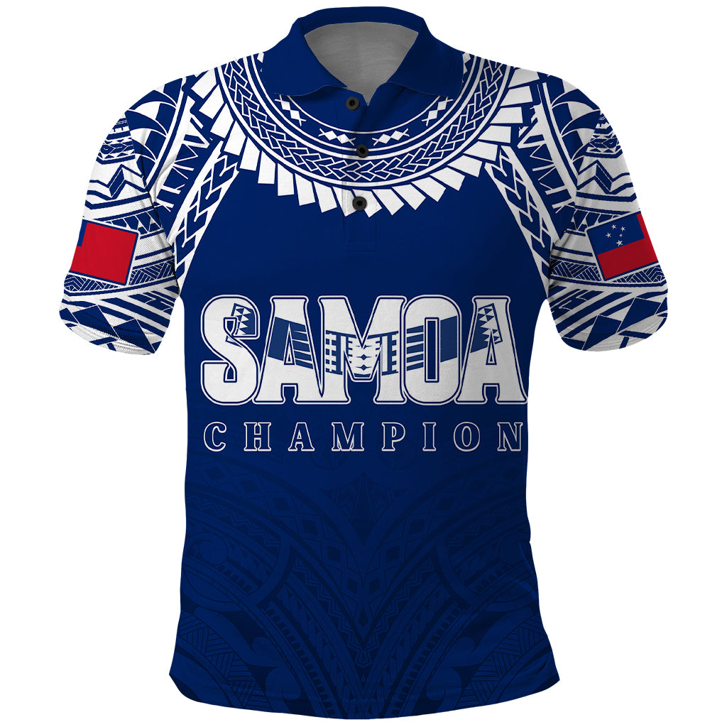 Personalised Samoa Rugby Polo Shirt WC 2023 Champions - Wonder Print Shop