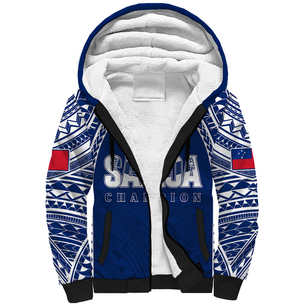 Personalised Samoa Rugby Sherpa Hoodie WC 2023 Champions - Wonder Print Shop