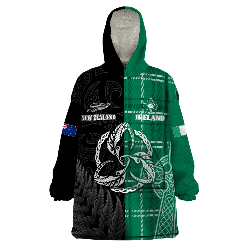 personalised-new-zealand-mix-ireland-rugby-wearable-blanket-hoodie-celtic-knot-mix-silver-ferns