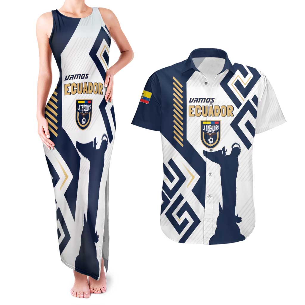 Ecuador Football Custom Couples Matching Tank Maxi Dress and Hawaiian Shirt La Tricolors 2024 Virgen de El Panecillo LT7 - Wonder Print Shop