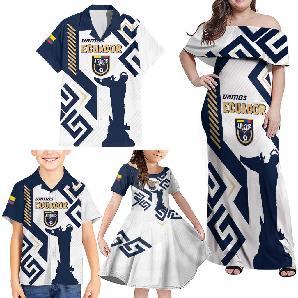 Ecuador Football Custom Family Matching Off Shoulder Maxi Dress and Hawaiian Shirt La Tricolors 2024 Virgen de El Panecillo LT7 - Wonder Print Shop