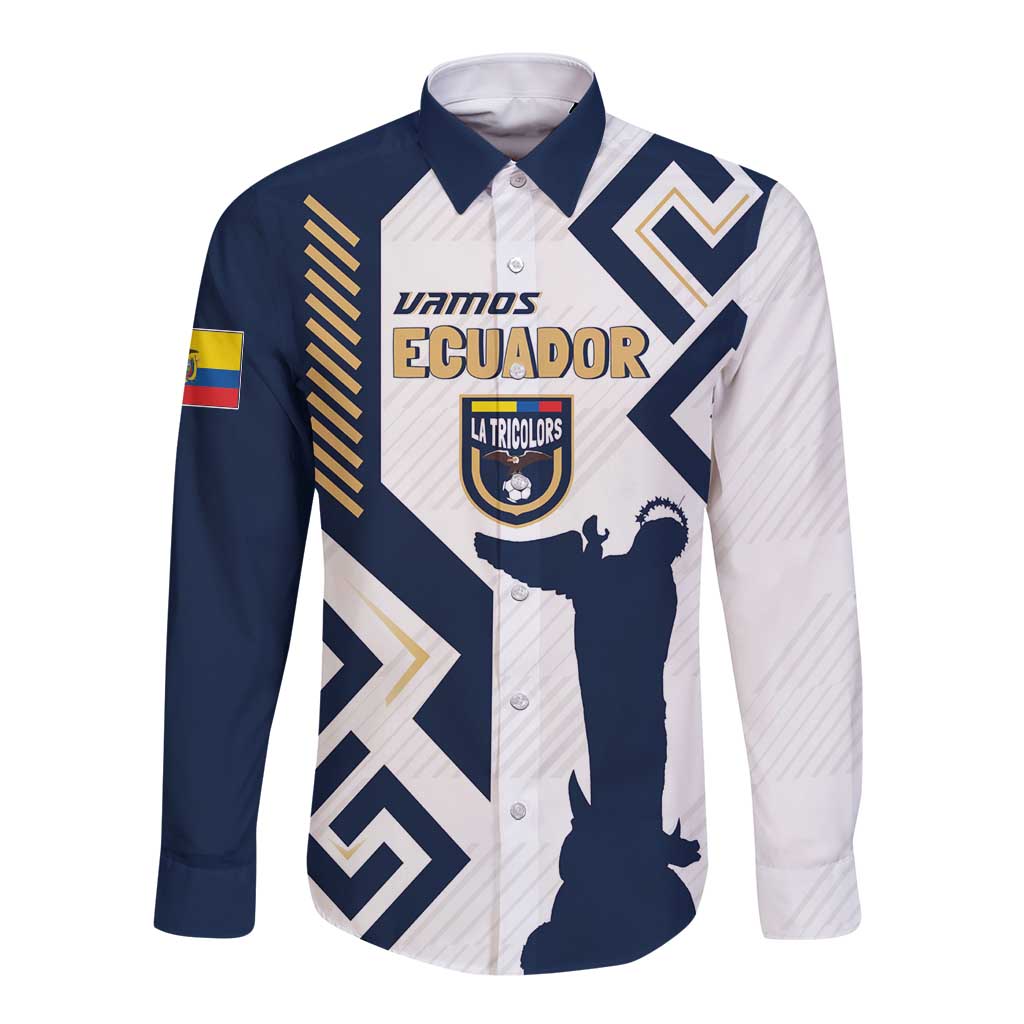 Ecuador Football Custom Long Sleeve Button Shirt La Tricolors 2024 Virgen de El Panecillo - Wonder Print Shop