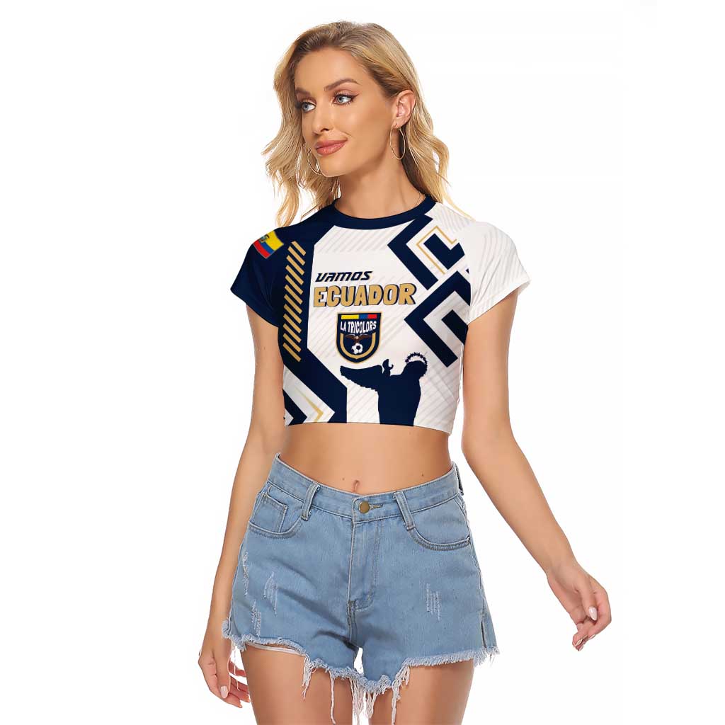 Ecuador Football Custom Raglan Cropped T Shirt La Tricolors 2024 Virgen de El Panecillo - Wonder Print Shop