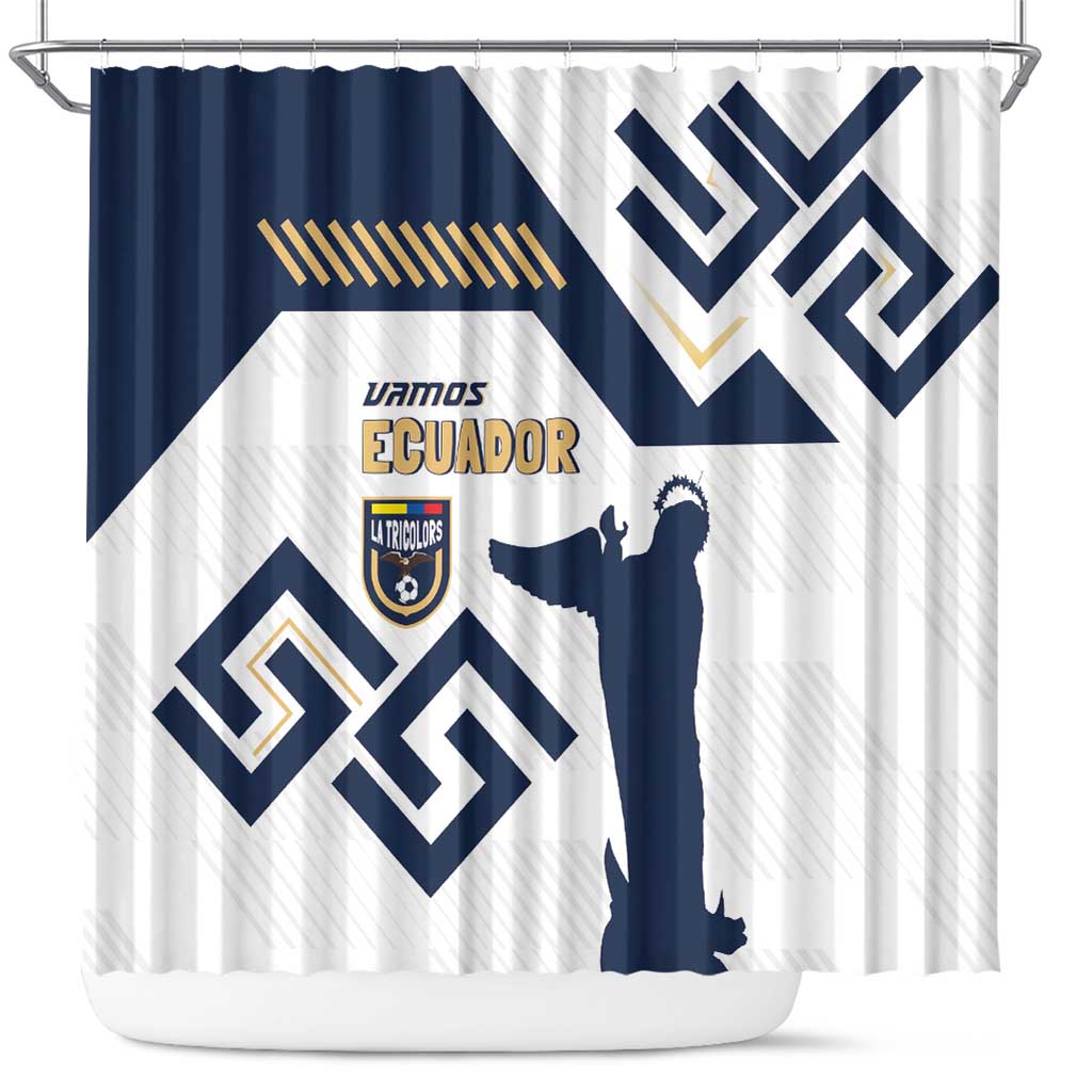 Ecuador Football Custom Shower Curtain La Tricolors 2024 Virgen de El Panecillo