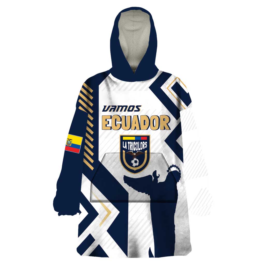 Ecuador Football Custom Wearable Blanket Hoodie La Tricolors 2024 Virgen de El Panecillo - Wonder Print Shop