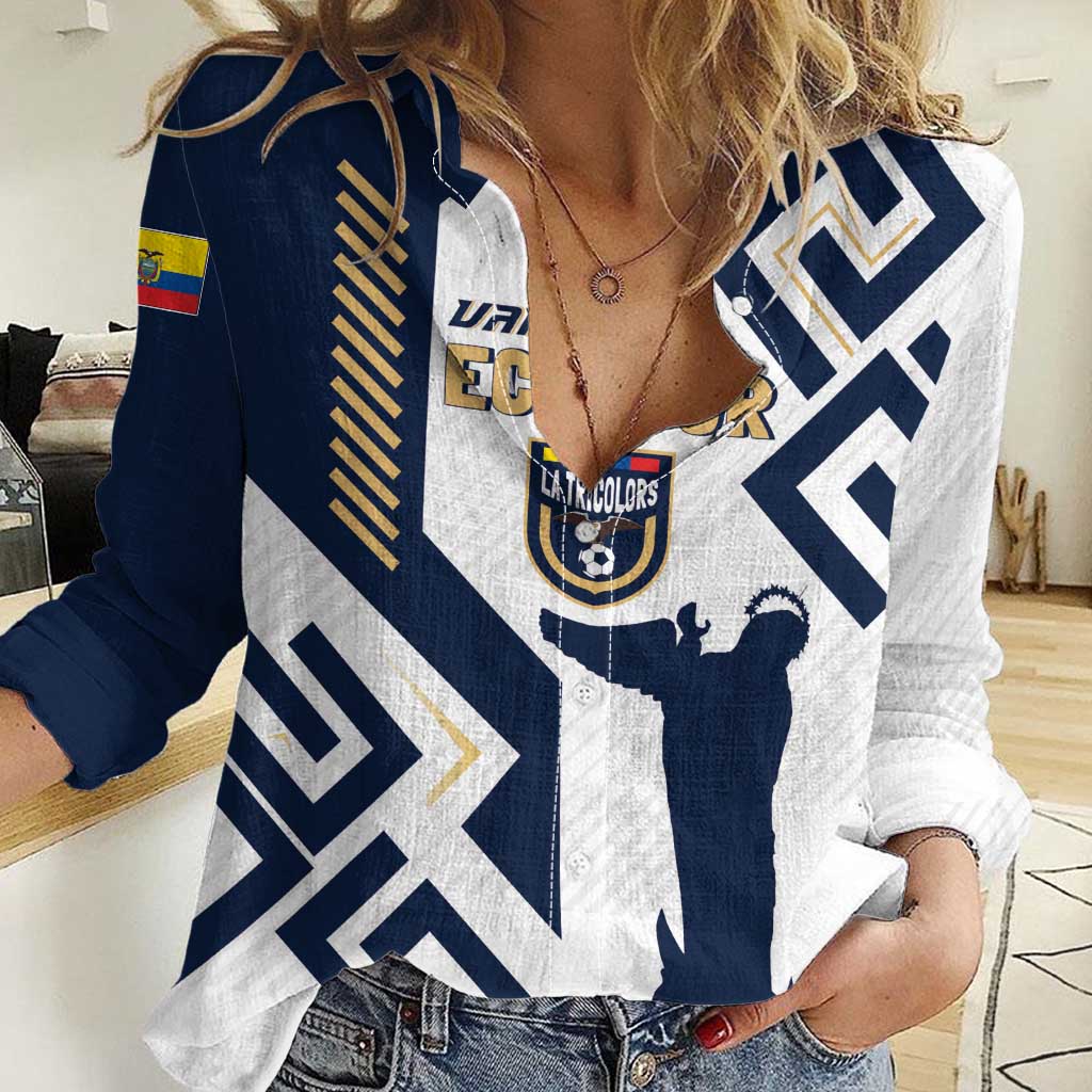 Ecuador Football Custom Women Casual Shirt La Tricolors 2024 Virgen de El Panecillo - Wonder Print Shop