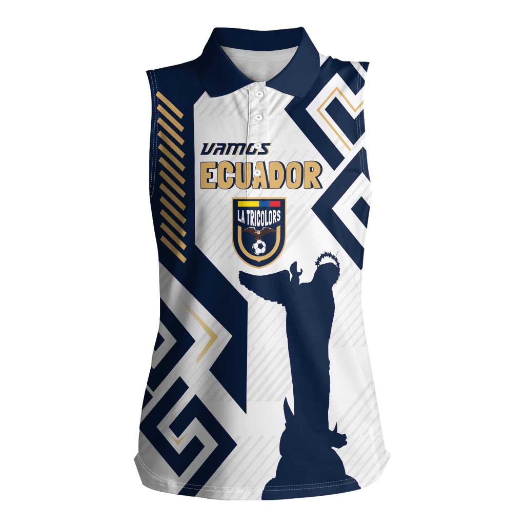 Ecuador Football Custom Women Sleeveless Polo Shirt La Tricolors 2024 Virgen de El Panecillo - Wonder Print Shop