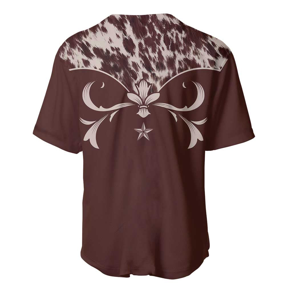 Cowboys Wild West Baseball Jersey Dark Brown Cow Prints - Wonder Print Shop