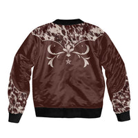 Cowboys Wild West Bomber Jacket Dark Brown Cow Prints - Wonder Print Shop