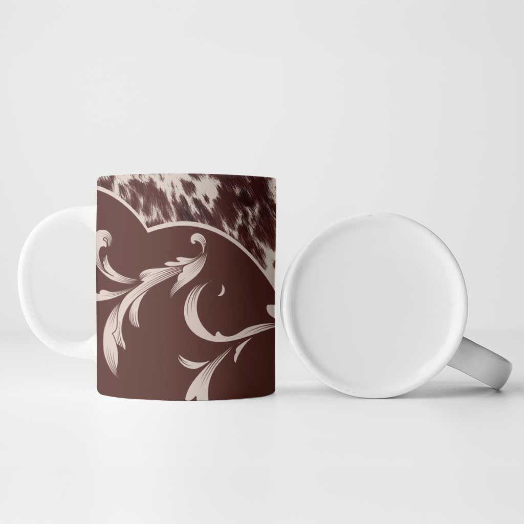 Cowboys Wild West Ceramic Mug Dark Brown Cow Prints - Wonder Print Shop