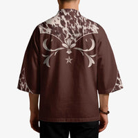 Cowboys Wild West Kimono Dark Brown Cow Prints - Wonder Print Shop