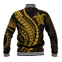 Unisex black baseball jacket with merigold back tribal graphic, striped ribbed collar