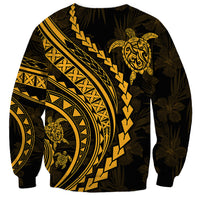 Unisex black sweatshirt with gold tribal diagonal stripes and turtle graphic