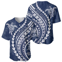 Men's navy baseball jersey, diagonal tribal pattern with white turtle front