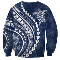 Navy unisex sweatshirt with white Polynesian geometric and turtle graphic