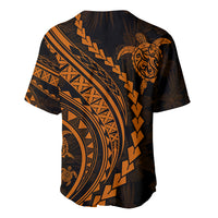 Men's baseball jersey back, black with orange tribal and geometric bands