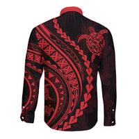 Long sleeve button shirt back with bold tribal-style geometric print, dark base