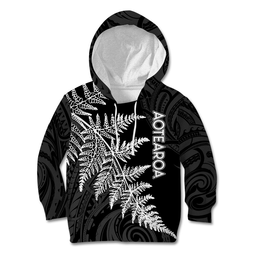 Personalised New Zealand Rugby Kid Hoodie World Cup 2023 Silver Fern Champions - Wonder Print Shop