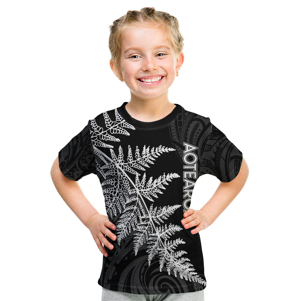 Personalised New Zealand Rugby Kid T Shirt World Cup 2023 Silver Fern Champions - Wonder Print Shop