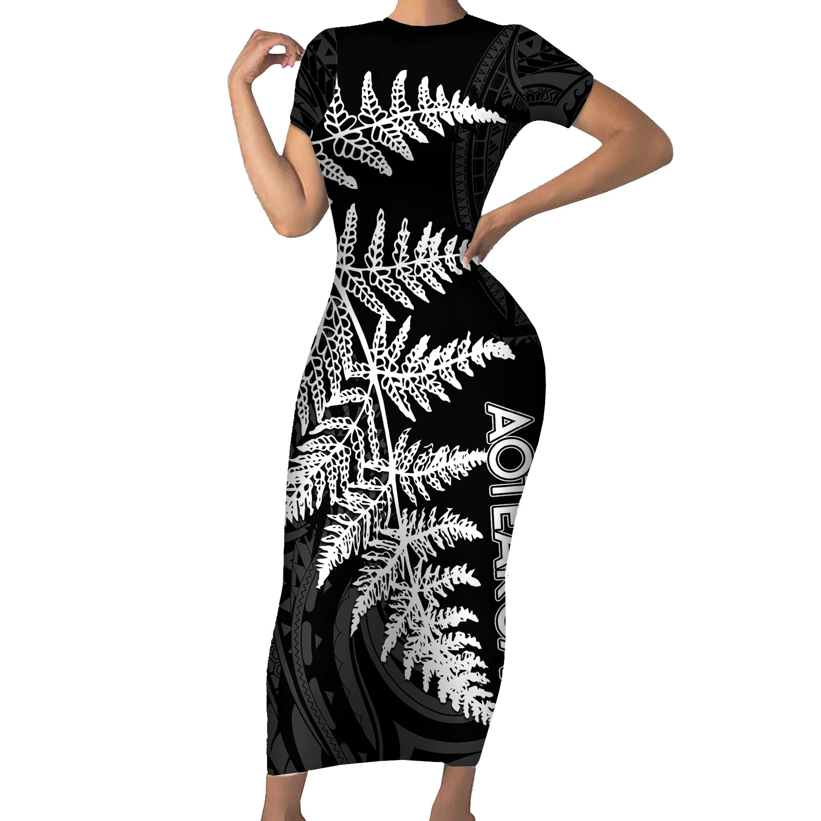 personalised-new-zealand-rugby-short-sleeve-bodycon-dress-world-cup-2023-silver-fern-champions