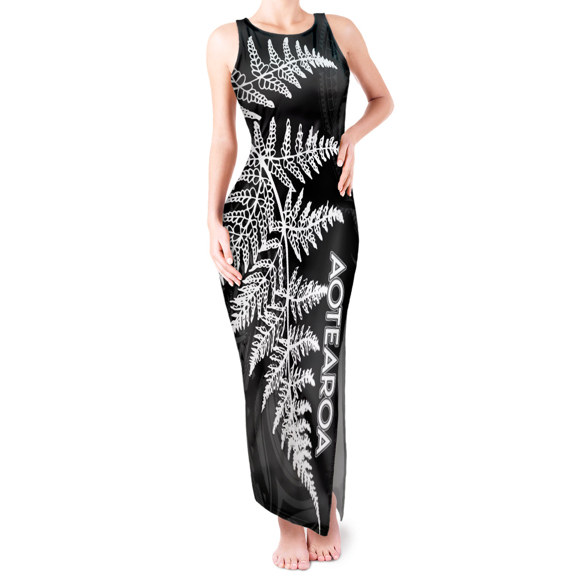 personalised-new-zealand-rugby-tank-maxi-dress-world-cup-2023-silver-fern-champions