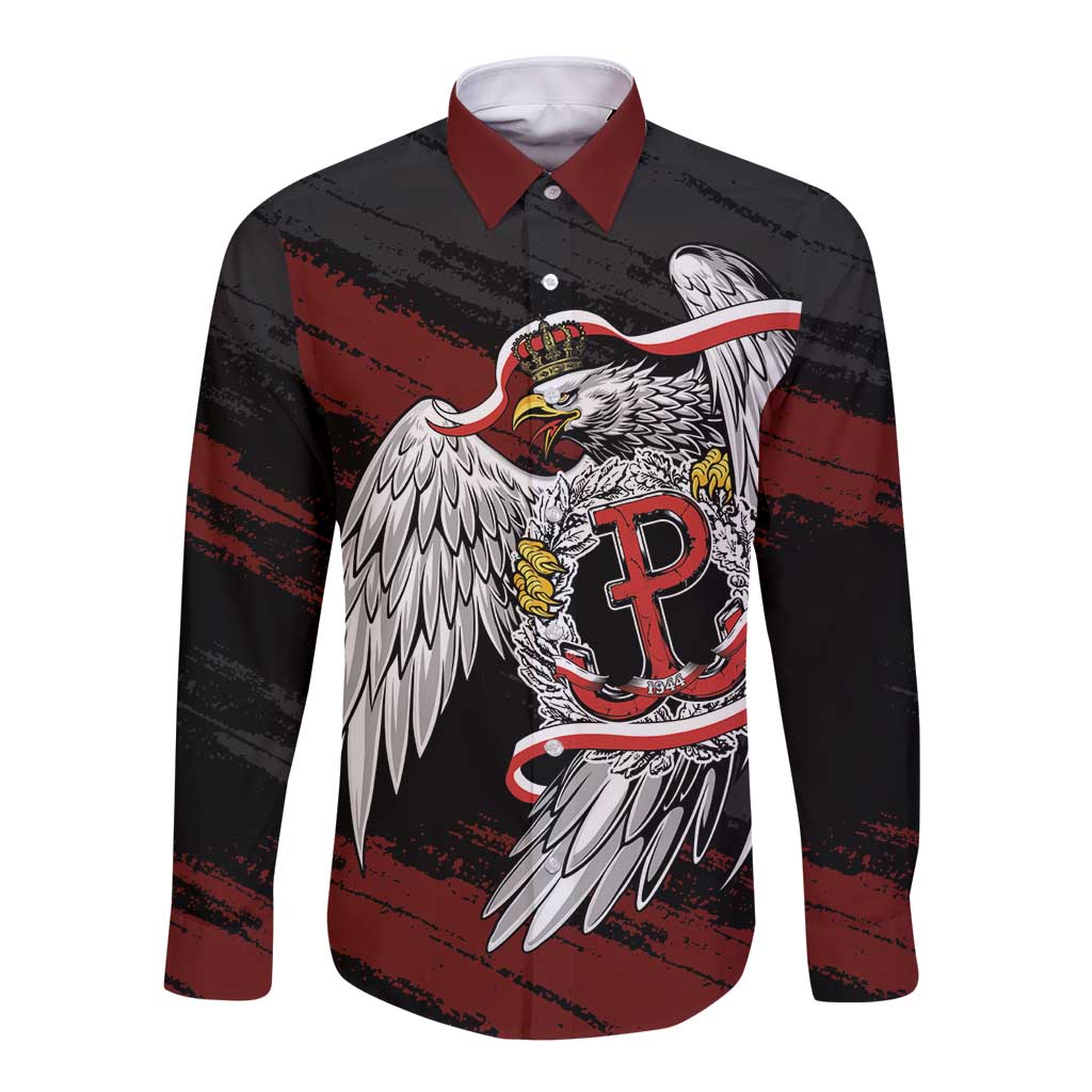 Polska Walczaca Crowned Eagle Long Sleeve Button Shirt Fighting Poland