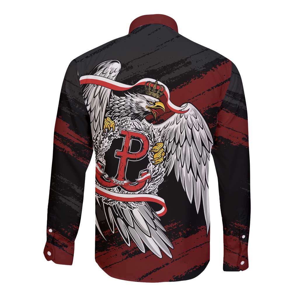 Polska Walczaca Crowned Eagle Long Sleeve Button Shirt Fighting Poland