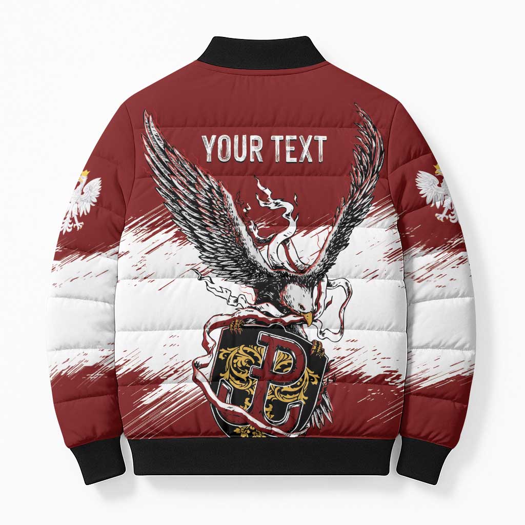 Poland Personalized Grunge Eagle Bomber Puffer Jacket Polska Walczaca