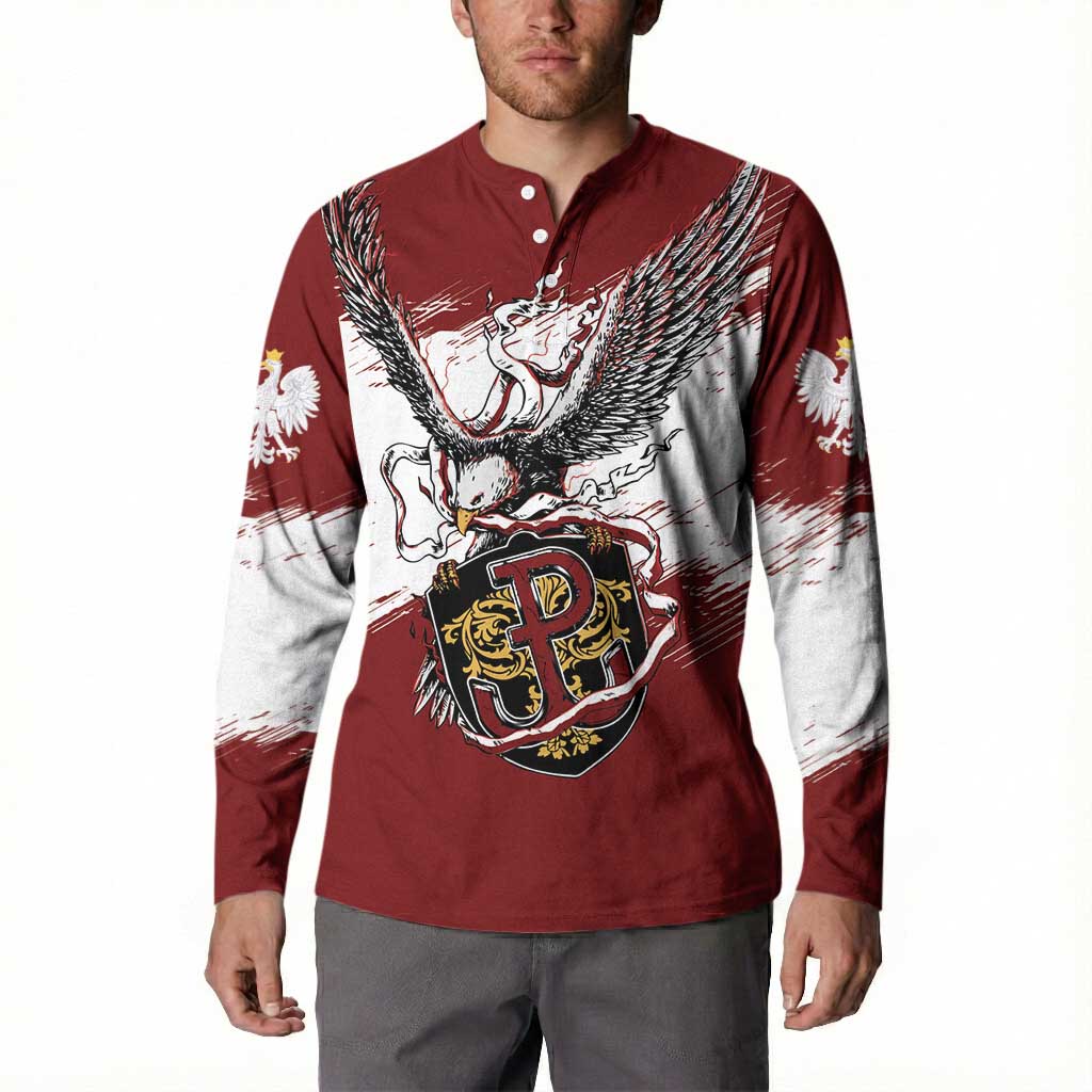 Poland Personalized Grunge Eagle Button Sweatshirt Polska Walczaca