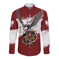 Poland Personalized Grunge Eagle Long Sleeve Button Shirt Polska Walczaca