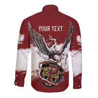 Poland Personalized Grunge Eagle Long Sleeve Button Shirt Polska Walczaca
