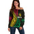 Personalised Vanuatu Off Shoulder Sweater Melanesian Sand Drawing Mixed - Ni Van and Proud - Wonder Print Shop