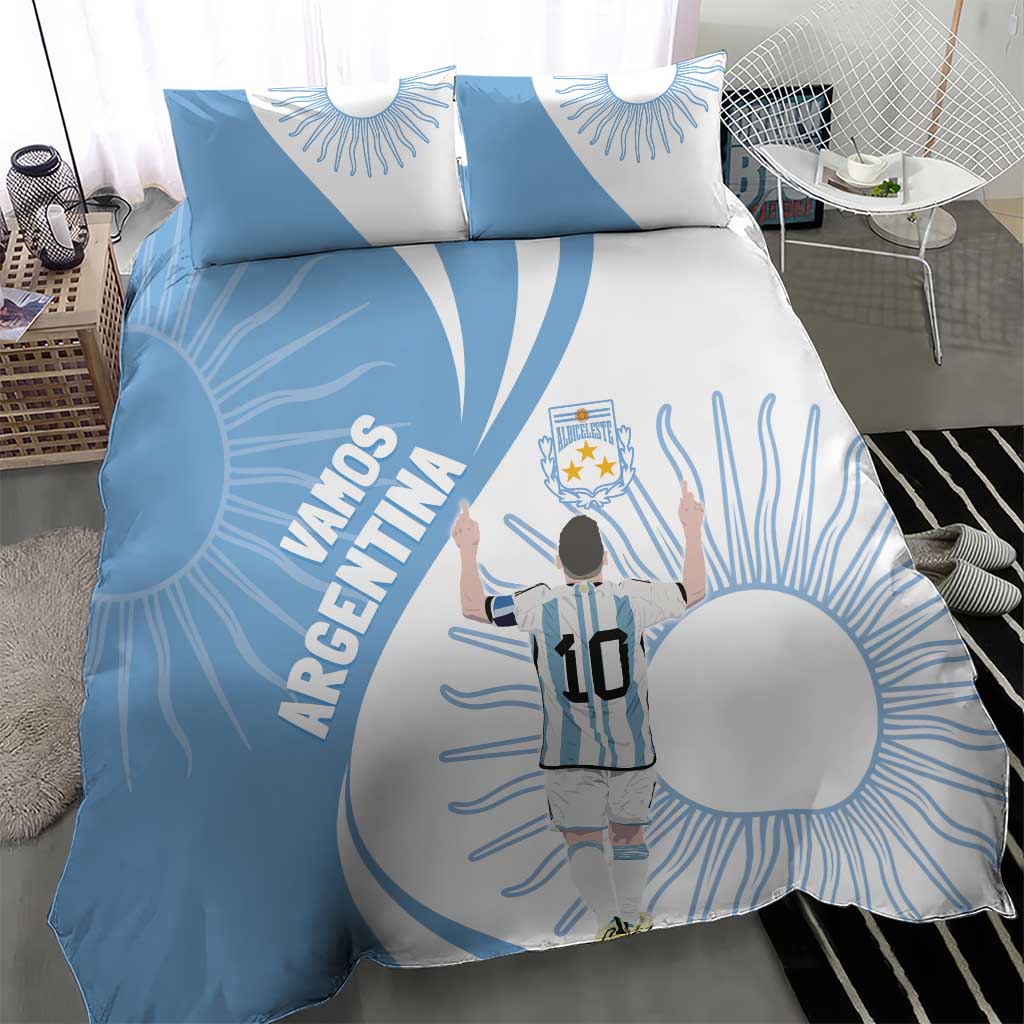 Argentina goalkeeper graphic bedding set in sky blue and white, two pillowcases
