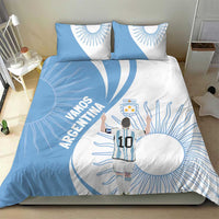 Sky blue and white Argentina bedding set with bold logo text and player graphic