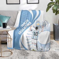 Argentina-themed blanket on floor; sky blue player and '10' print
