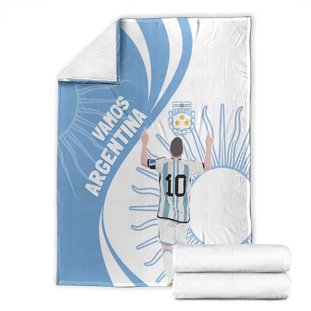 Folding Argentina-themed blanket with sky blue and white player and '10' graphic