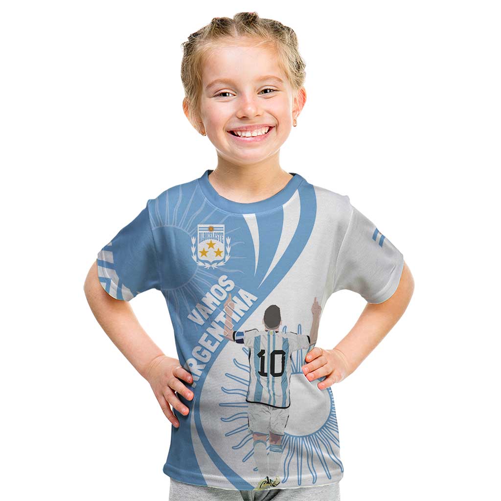 Argentina La Albiceleste Custom Kid T Shirt Vamos Argentina - Wonder Print Shop