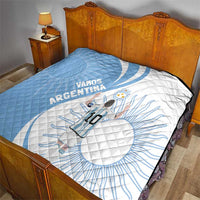 Sky blue and white quilt blanket with Argentina text, crest, fan rays, and player number 10