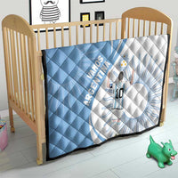 Sky blue and white Argentina-themed quilt blanket with diamond quilting, crest, and player number 10